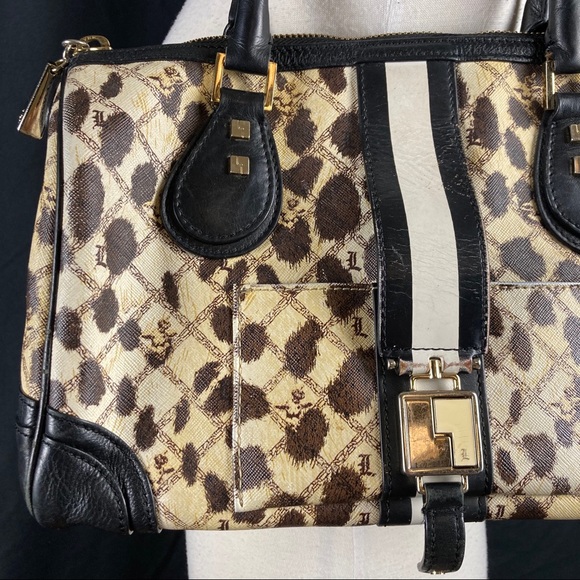 L.A.M.B. Women’s Mandeville leopard printed coated canvas speedy handbag - Picture 3 of 16